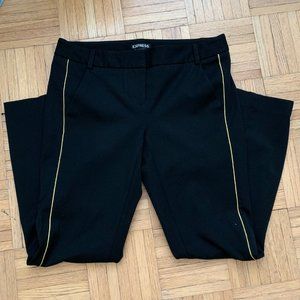 Express Black Tuxedo Cropped Pant Gold Piping 4R